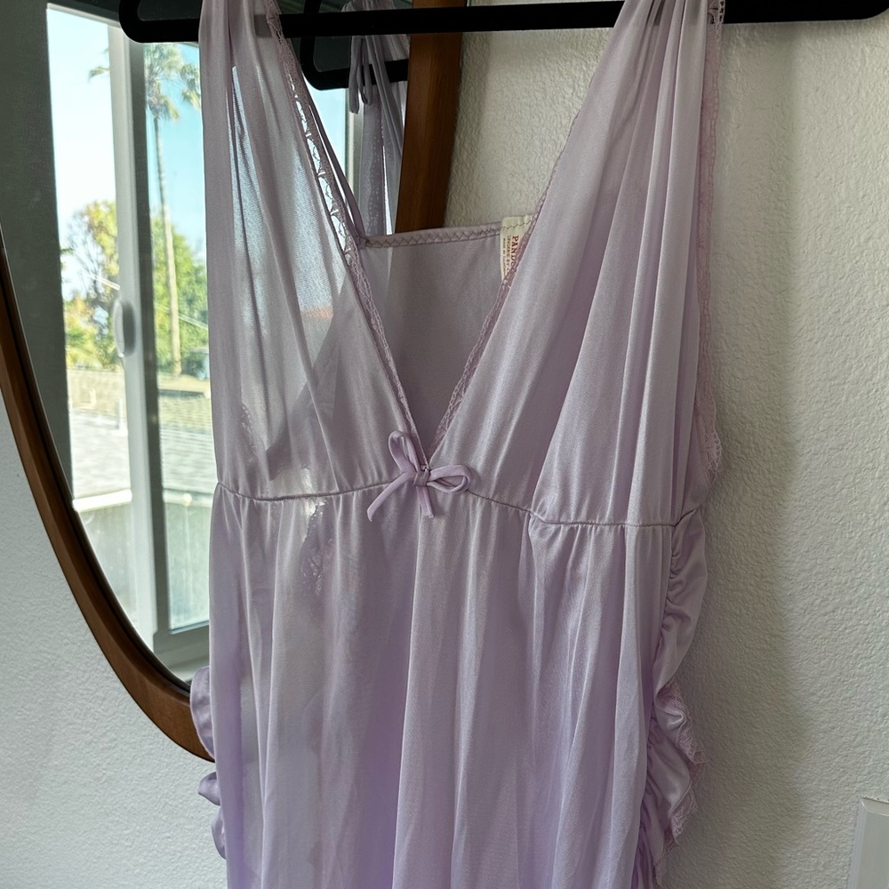 VINTAGE lavender nightgown 1970s made in California slip